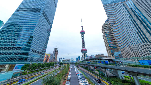 istock The pedestrian pavement under the tall building large building. 1132993576