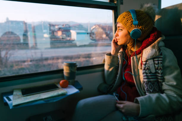 istock Traveler on a journey with train 1132994423