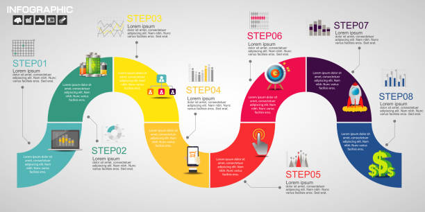 Timeline infographics design template with options, process diagram, vector eps10 illustration Timeline infographics design template with options, process diagram, vector eps10 illustration timeline visual aid stock illustrations