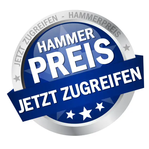 Vector illustration of Button with Banner - top price - grab it (text in german)