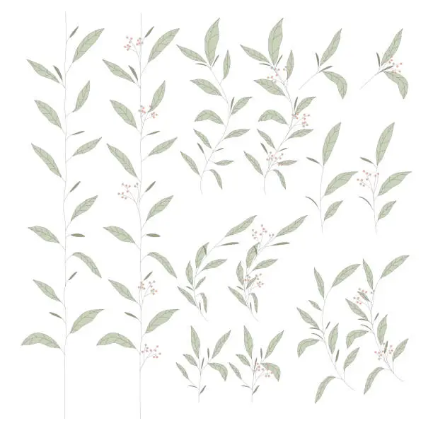 Vector illustration of Hand drawn leaf sketch pattern design