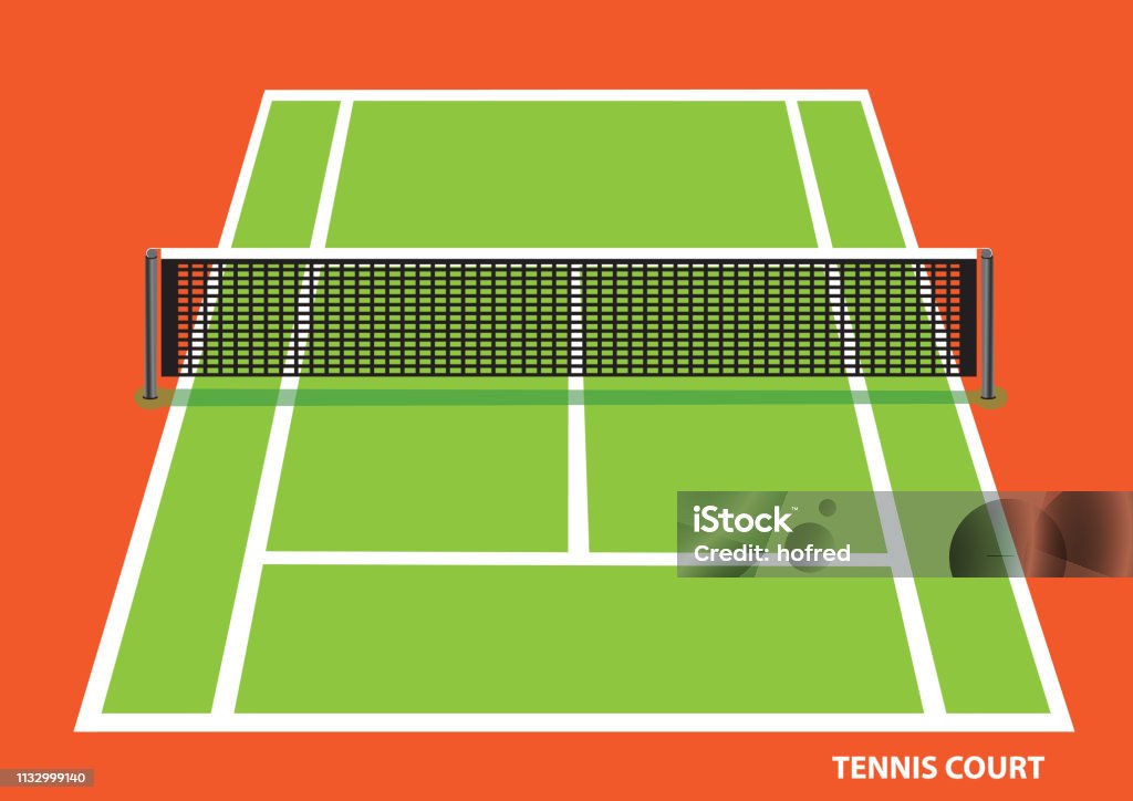 Tennis Court From Top View Vector Illustration Stock - Download Image Now - Tennis, Sports Court, Illustration - iStock
