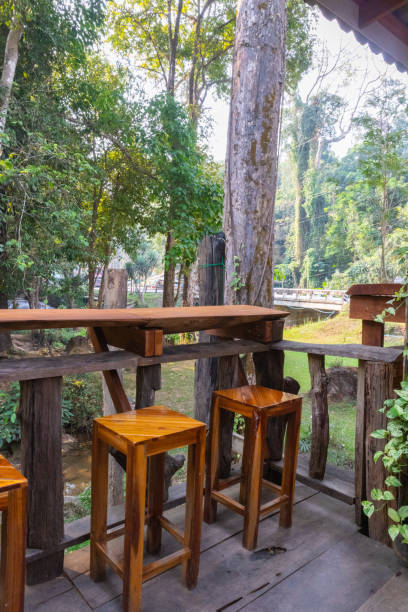 istock table scene and tree in background at coffee cafe 1132999662