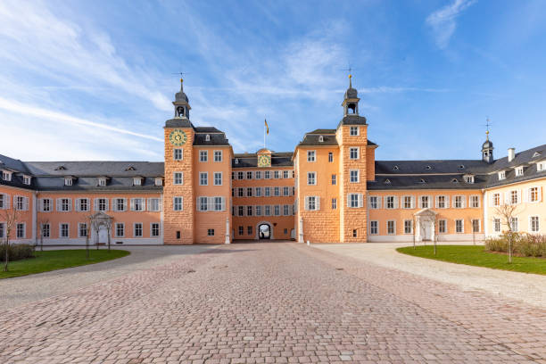 SCHWERTZINGEN, GERMANY - FEB 6, 2017: famous entrance of palace  in Schwetzingen, Germany.
