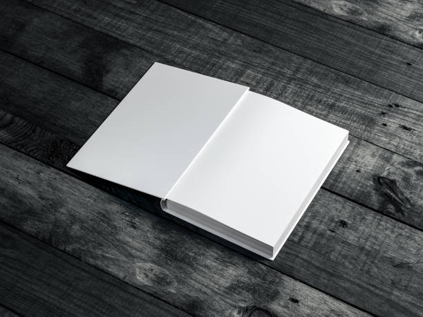 istock White Open book Mockup on dark wooden table 1133002971