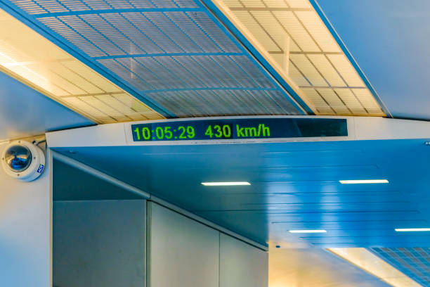 SHANGHAI, CHINA, DECEMBER - 2018 - Interior detail etail view of the speed reached by maglev train