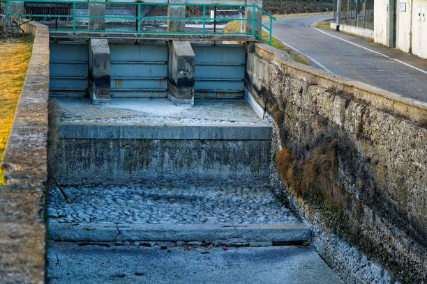 istock Dried up water canal, global warming concept 1133007857