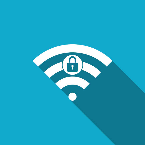 istock Wifi locked sign icon isolated with long shadow. Password Wi-fi symbol. Wireless Network icon. Wifi zone. Flat design. Vector Illustration 1133009577