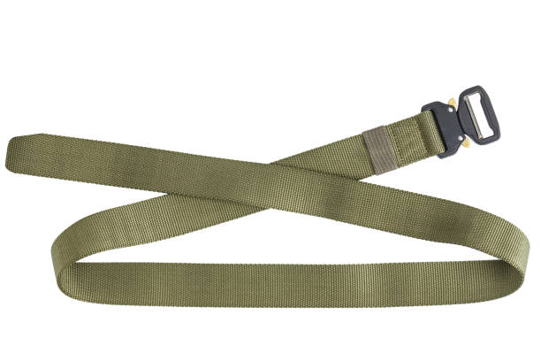 istock khaki textile belt isolated on white background. space for text. 1133012602