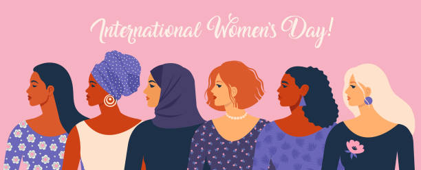 International Women's Day. Vector illustration with women different nationalities and cultures. International Women's Day. Vector illustration with women different nationalities and cultures. Struggle for freedom, independence, equality. womens rights illustrations stock illustrations