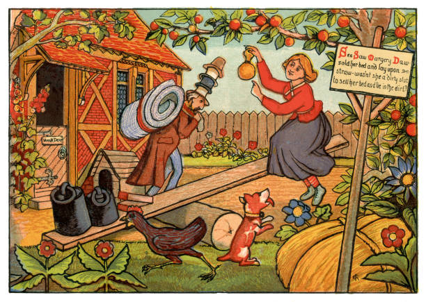 istock 'See Saw Margery Daw' - Victorian nursery rhyme illustration 1133015646