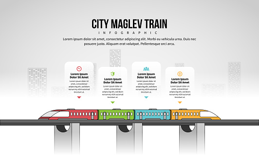 Vector illustration of City Maglev Train Infographic design element.