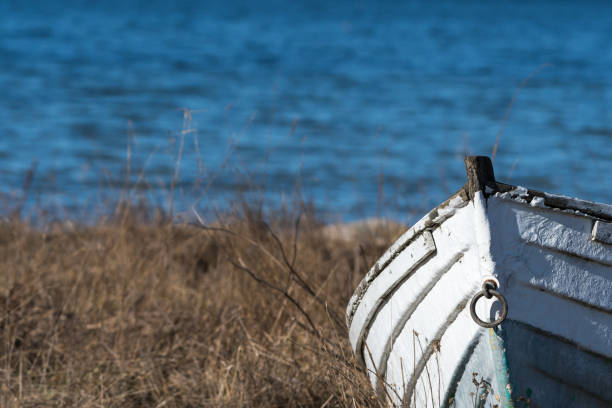 istock Old fishing boat front view 1133018394