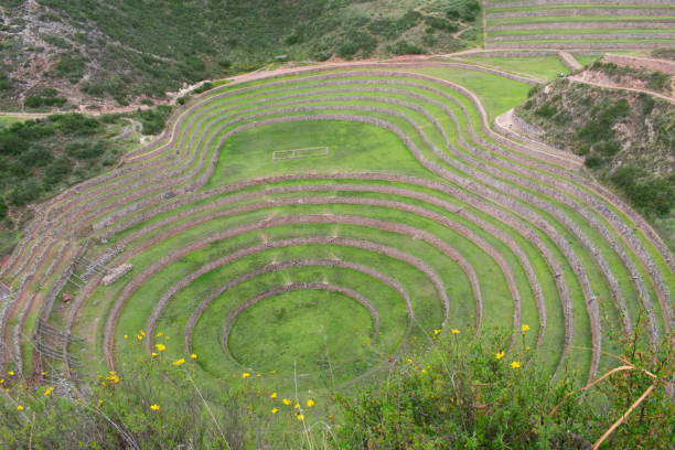 Archaeological complex of Moray, Cusco, Peru, 02/07/2019 Archaeological complex of Moray ruína antiga stock pictures, royalty-free photos & images