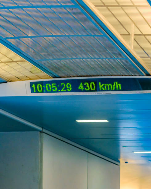 maglev train interior time and speed view, shanghai, china - transrapid international imagens e fotografias de stock