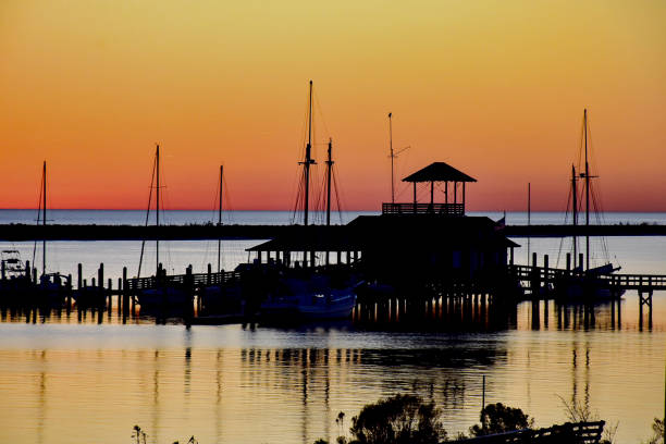 Biloxi marina at sunset