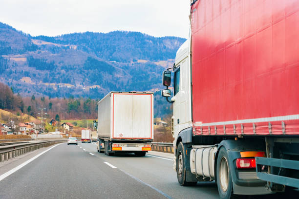 istock Trucks on road Trucker on highway Lorry doing logistics work 1133025554