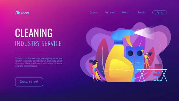 Vector illustration of Commercial cleaning concept landing page.