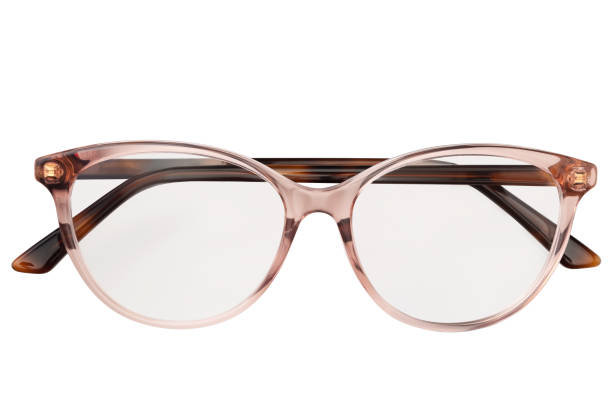Eyeglasses transparent for reading or good vision, top view isolated on white background.