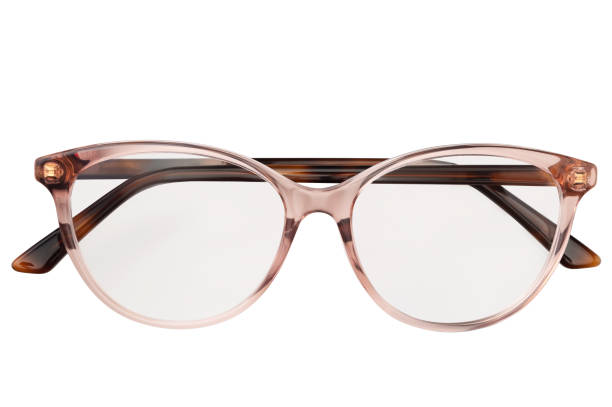eyeglasses transparentes para a leitura ou a boa visão, vista superior isolada no fundo branco - óculos de leitura - fotografias e filmes do acervo