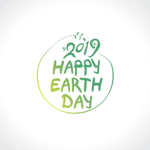 Vector illustration of Concept 2019 Happy Earth Day. Round green vector.