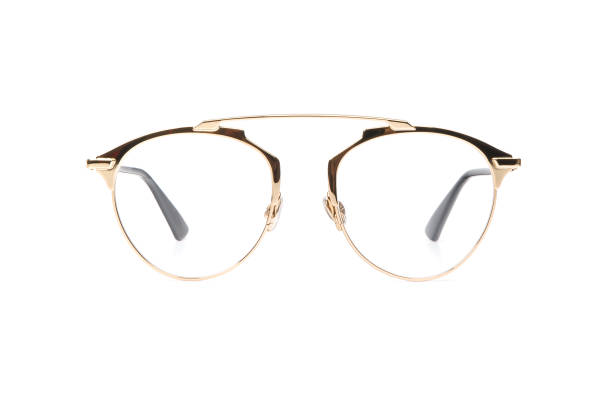 istock Gold glasses metal isolated on white background 1133030555