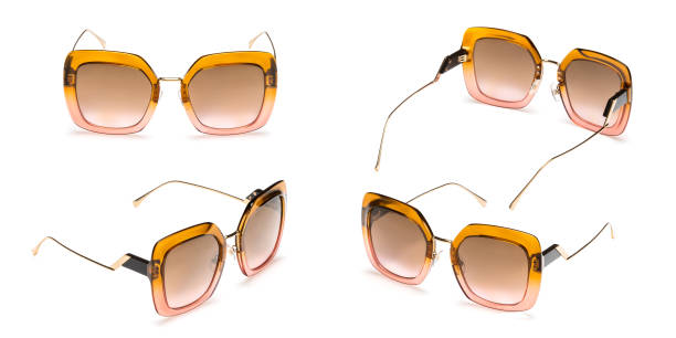 istock Metal sunglasses with polarizing yellow gradient Mirror Lens  isolated on white background. Fashionable summer eye glasses collection 1133031302