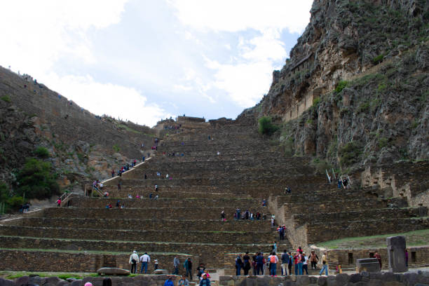 Terrace of Ollantaytambo, Inca archietecture, Peru, 02/07/2019 Terrace of Ollantaytambo, Inca archietecture, Peru ruína antiga stock pictures, royalty-free photos & images