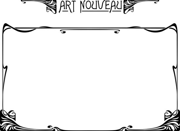 illustrations, cliparts, dessins animés et icônes de cadre rétro noir rectangulaire et élément décoratif. style art nouveau. - art nouveau