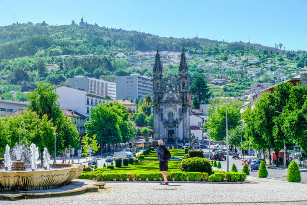 Square in Guimaraes, Portugal View of city square in the Portuguese city Guimaraes braga portugal stock pictures, royalty-free photos & images