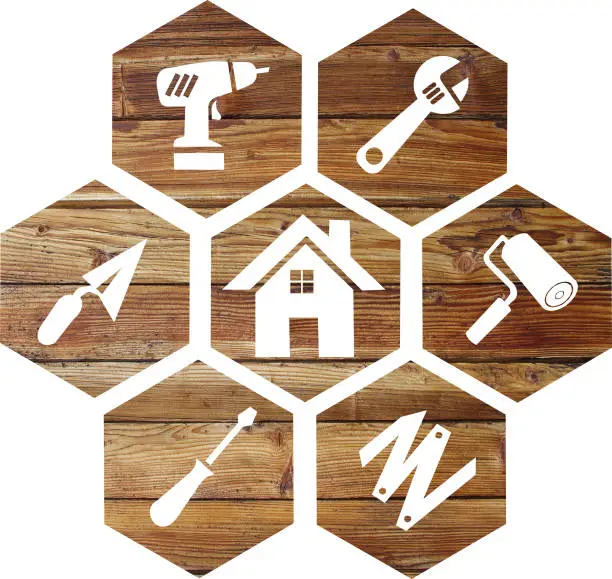 Photo of Do-it-yourself icon on a wooden background