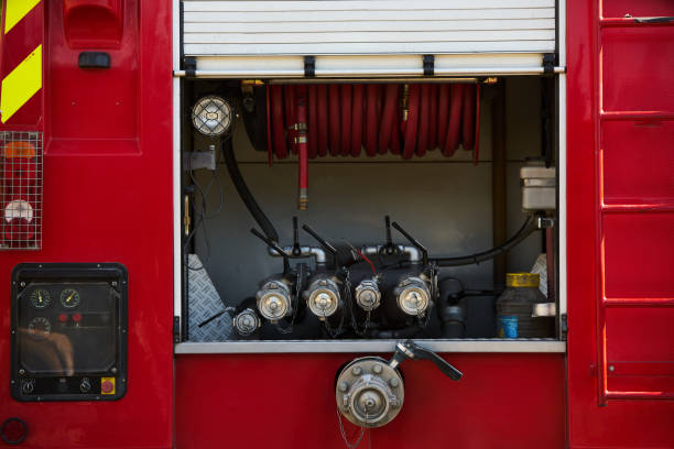istock Firefighter truck with fireman's cane after a fire, outdoors 1133043427