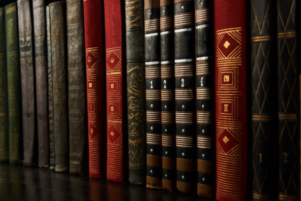 istock Old books on a bookshelf as abstract background. Vintage books 1133043665