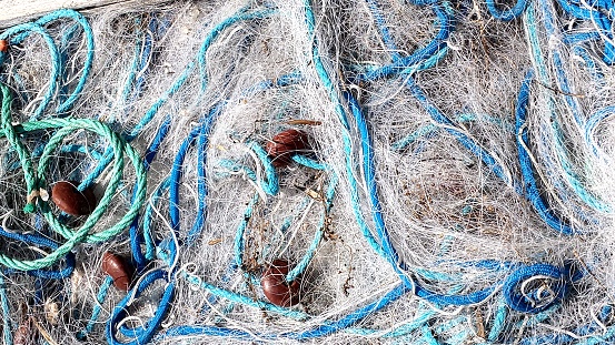 a fisherman's net on the dock of the Centuri fishing port