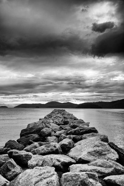 Breakwater in Pontal beach in the city of Paraty on the south coast of the state of Rio de Janeiro in Brazil