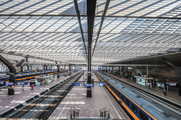 Rotterdam, The Netherlands - February 27, 2019: Overview of the station Rotterdam Central at Rotterdam, Netherlands