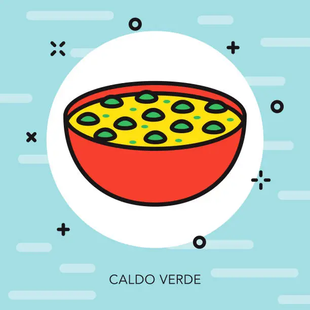 Vector illustration of Caldo Verde Portugal Thin Line Icon