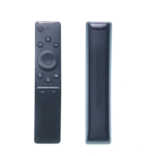 Modern tv remote isolated on white background.Set of two different foreshortenings.