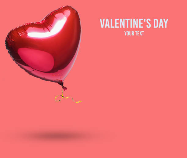istock Red balloon heart on gray background. Valentine's Day 1133055151