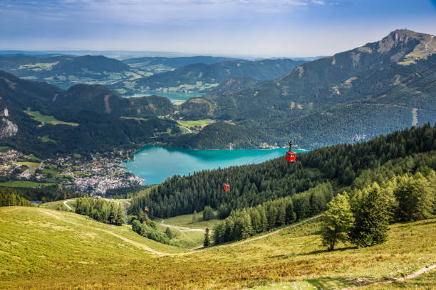 st.gilgen and wolfgangsee - salzkammergut,austria - wolfgangsee zdjęcia i obrazy z banku zdjęć