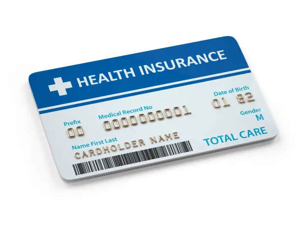 Photo of Health Insurance cards total and dental care  Isolated on white background.