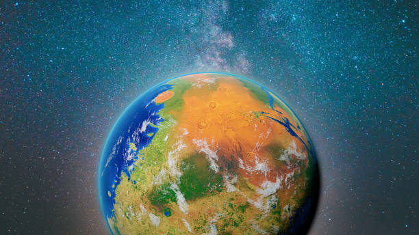 istock terraforming Mars, the red planet with plants, water and oxygen atmosphere 1133057435