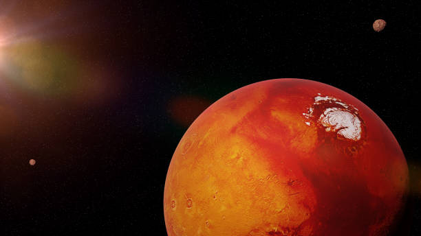 planet Mars during the Martian winter lit by the distant Sun artist's interpretation of the red planet colour enhanced stock pictures, royalty-free photos & images