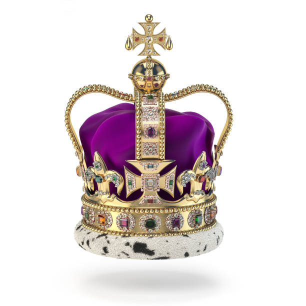 English golden crown with jewels isolated on white. Royal symbol of UK monarchy. English golden crown with jewels isolated on white. Royal symbol of UK monarchy. 3d illustration queen crown stock pictures, royalty-free photos & images