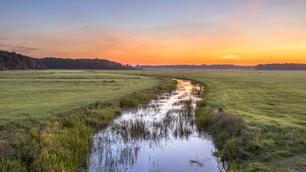 istock Sunset Landscape of lowland river 1133076005