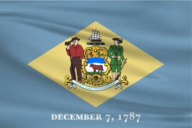 Vector illustration of Delaware Waving Flag