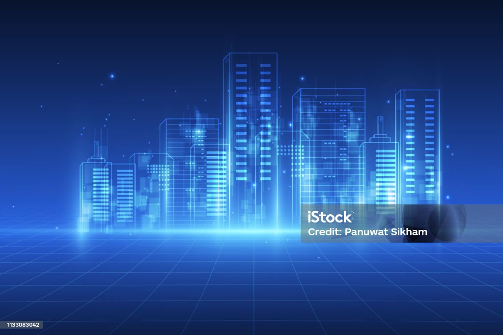 abstract background. Digital city concept. Abstract complex structure of city. vector illustration Technology stock vector