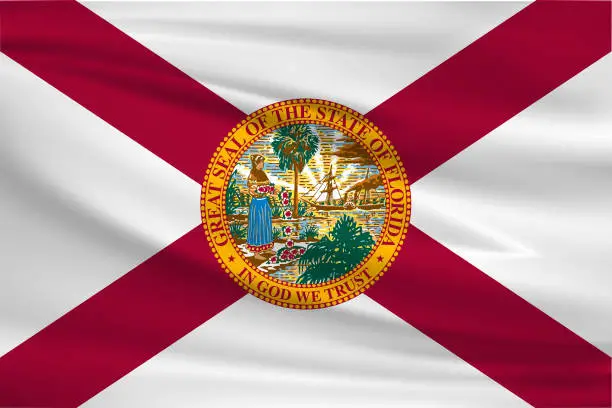 Vector illustration of Florida Waving Flag