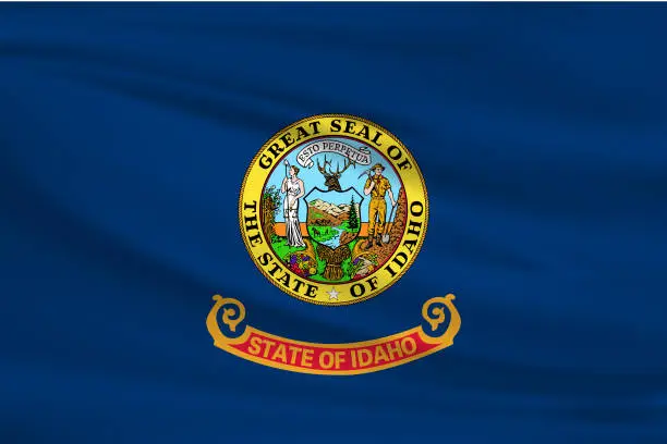 Vector illustration of Idaho Waving Flag