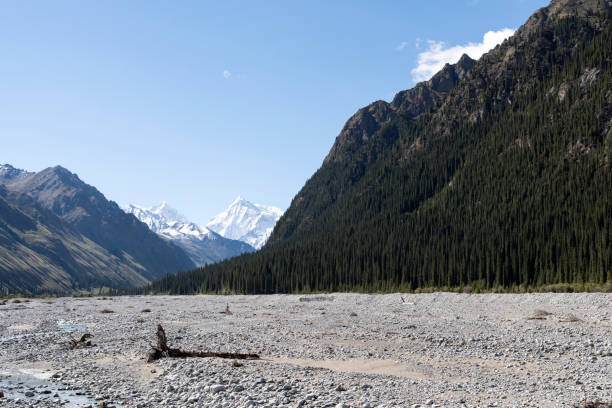 istock River valleys and snowy mountains against a blue sky 1133090709